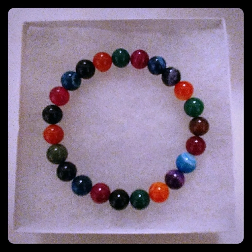Rainbow Banded Agate Stone Bracelet